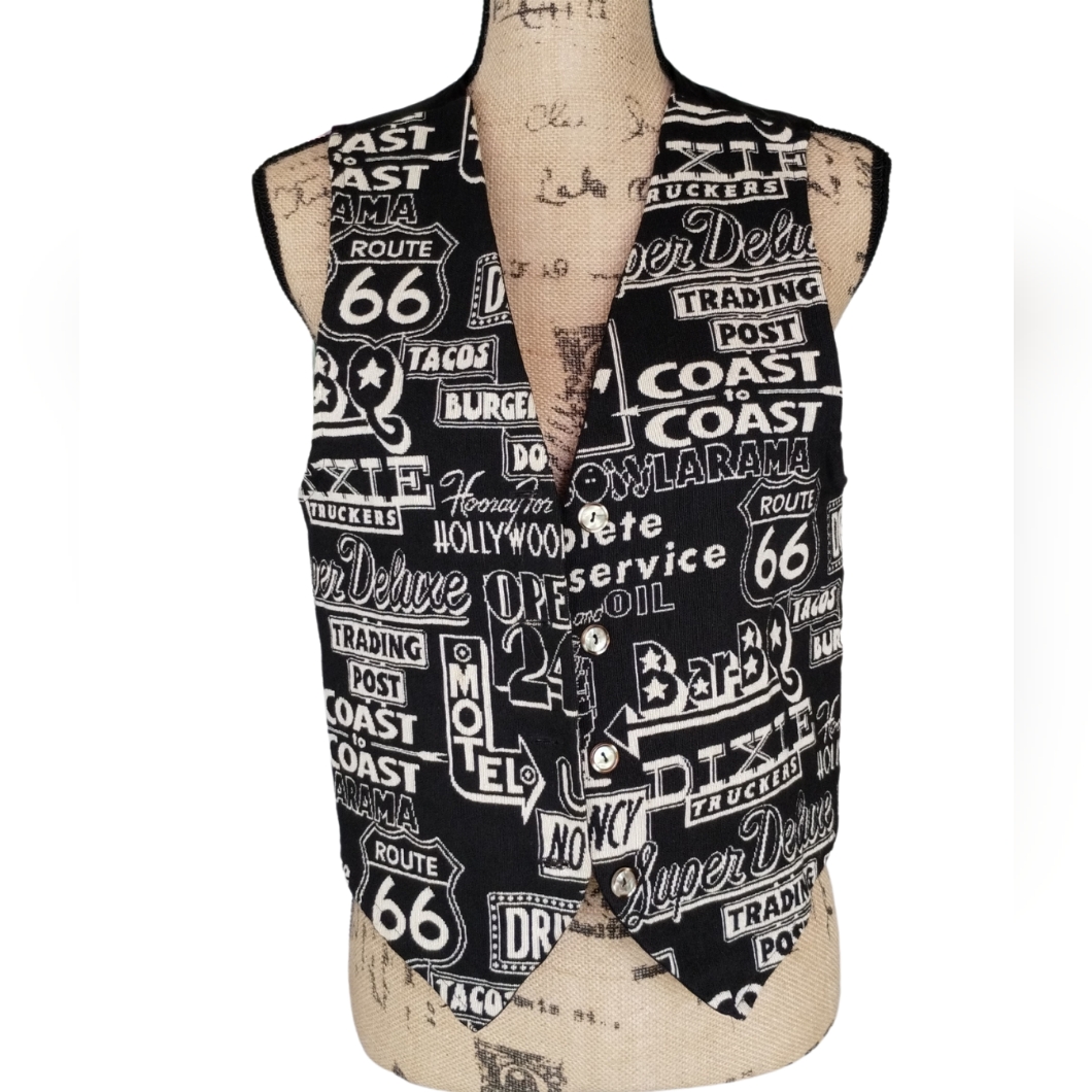 Vintage 90s Route 66 Vest Mirrors Brand Size M